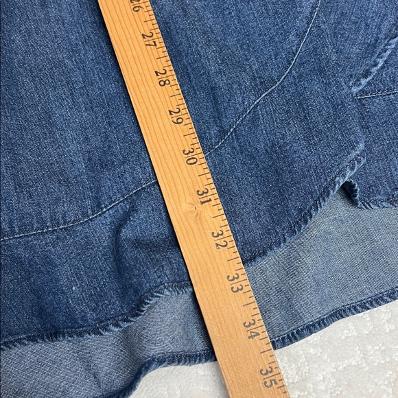 J. Crew Mercantile denim chambray short sleeve faux wrap dress with ruffle hem M - Picture 7 of 12